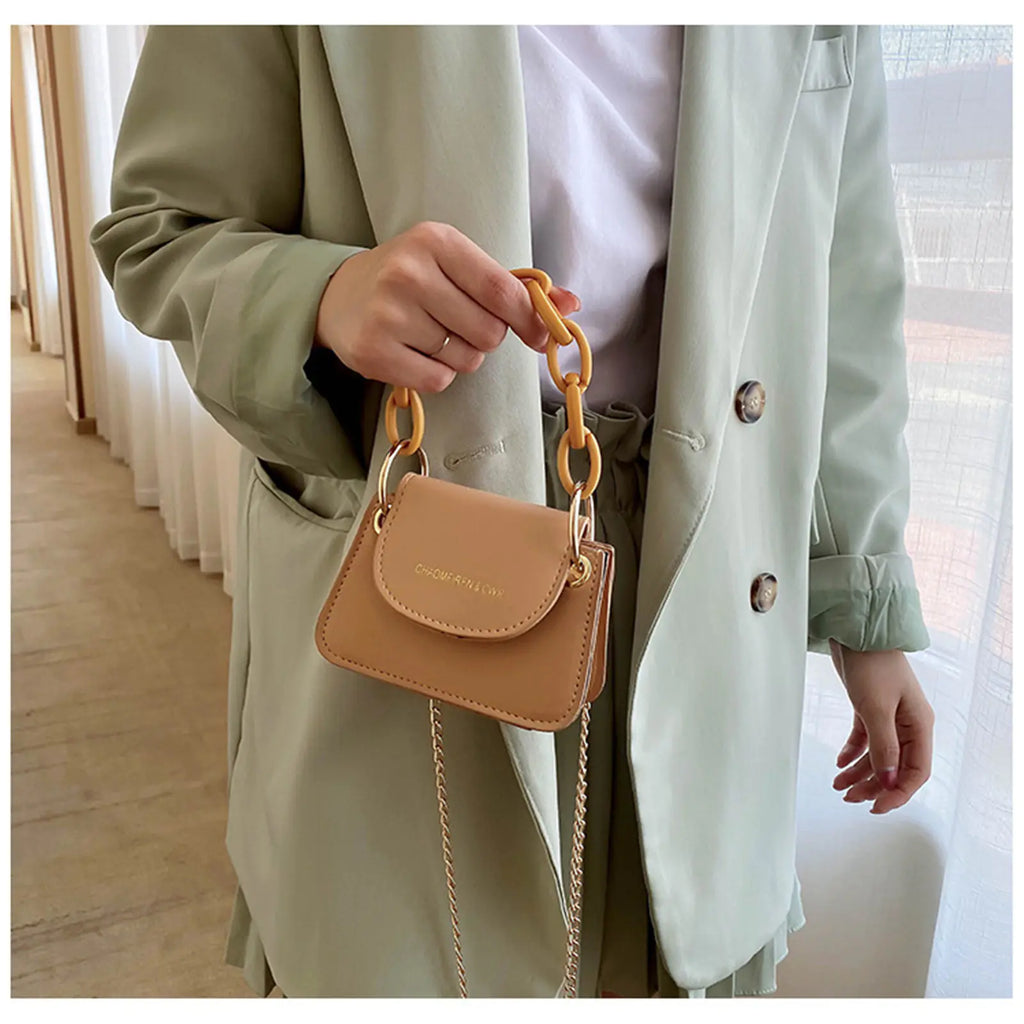 Mini Crossbody Coin Purse with Pearl Chain for Girls