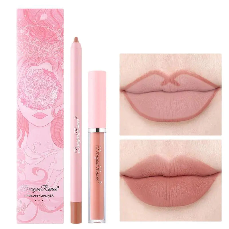 Waterproof Matte Lip Liner and Gloss Set
