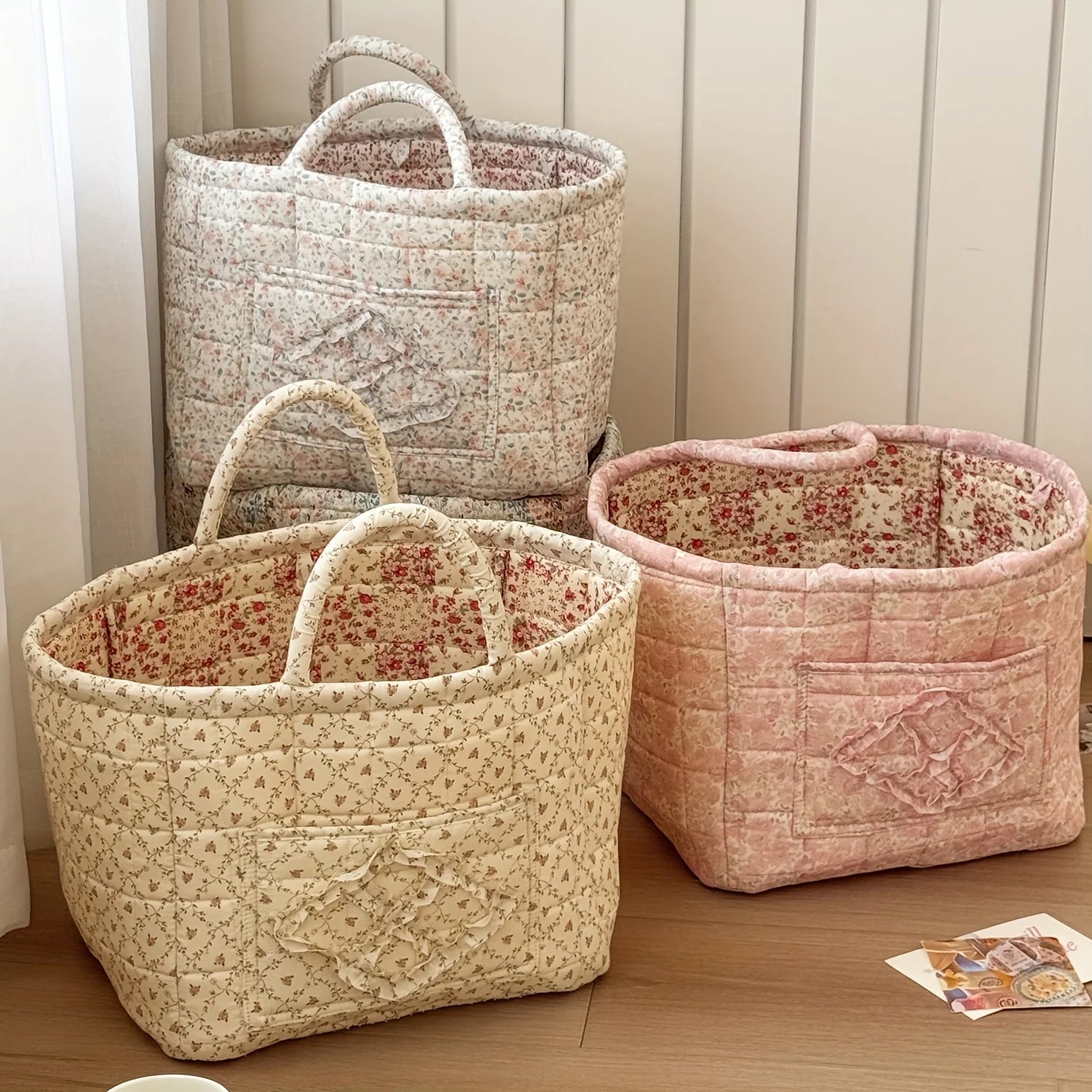 Floral Fabric Storage Tote