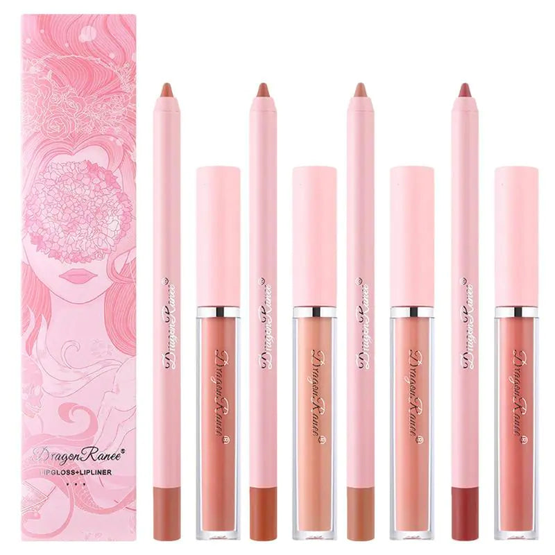 Waterproof Matte Lip Liner and Gloss Set